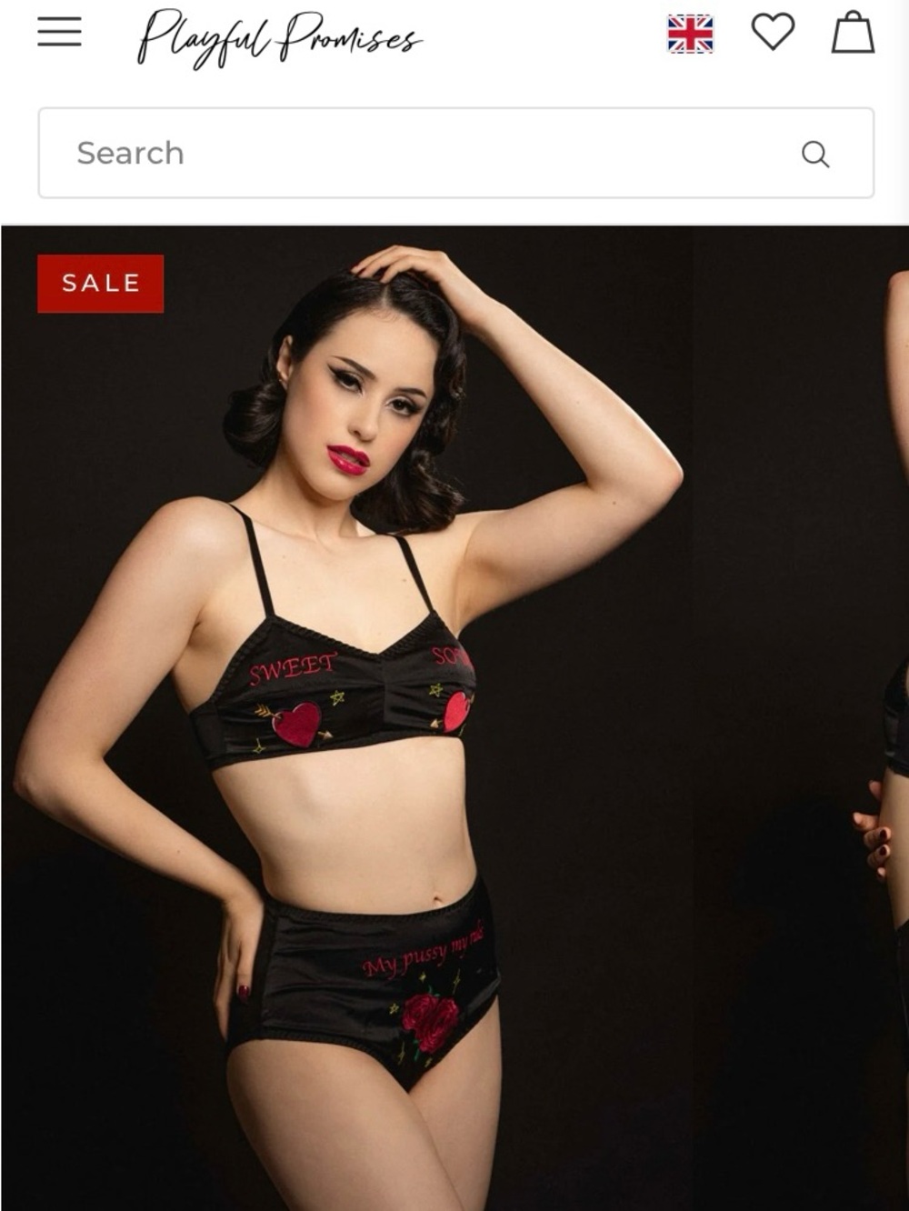 Playful Promises Clara Black Sweet And Sour Retro Embroidery Bralette size 4
